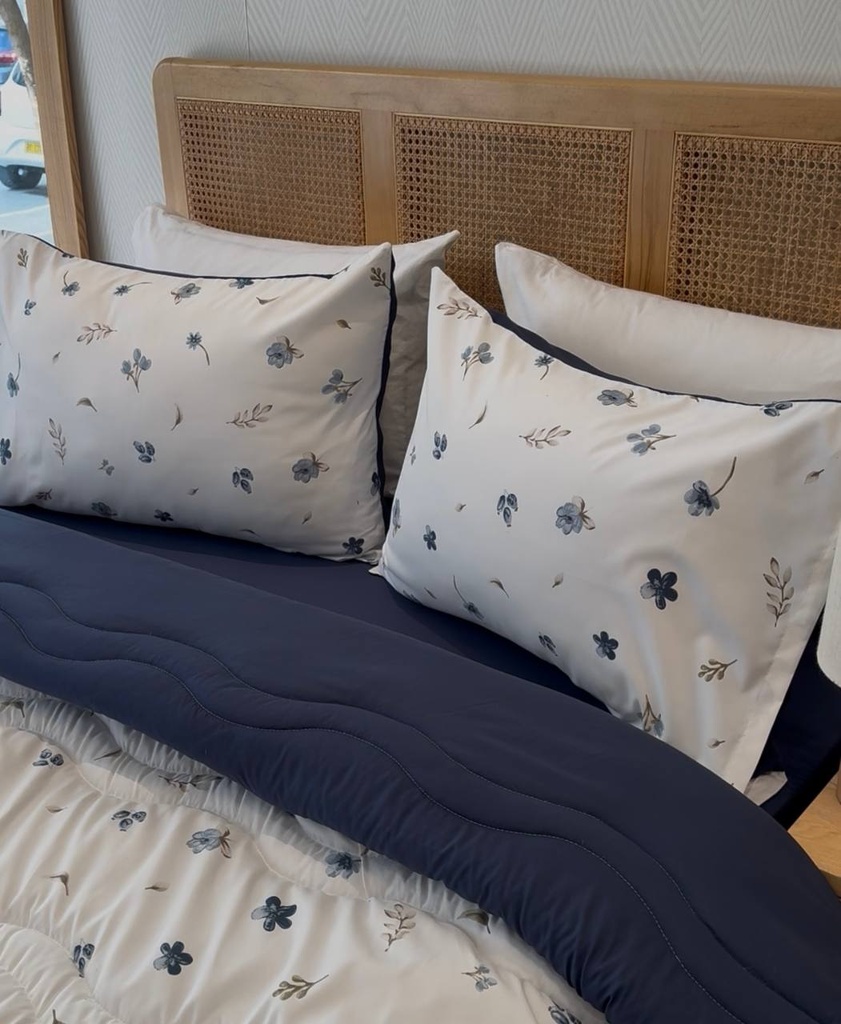 Couette 4 Pieces - fleur bleu
