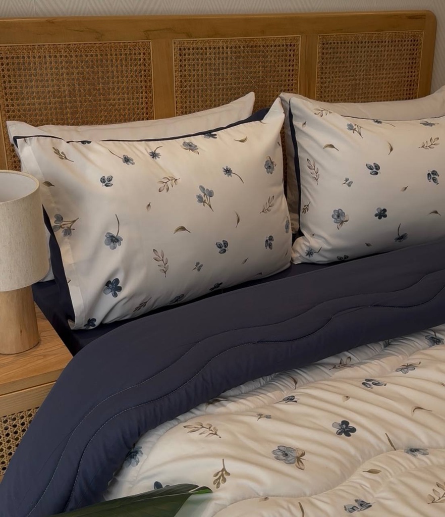 Couette 4 Pieces - fleur bleu