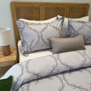 Housse de couette 3 pieces emas brode fleur gris