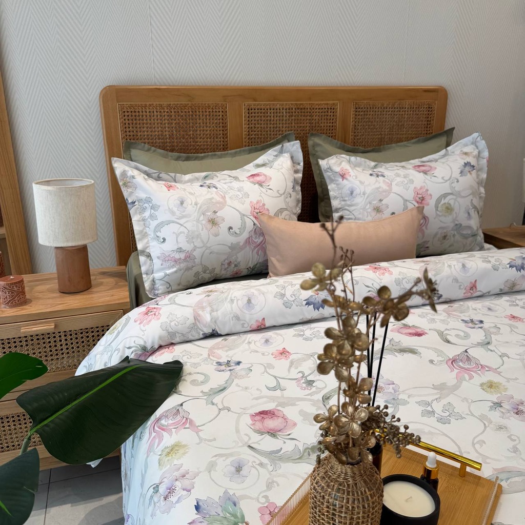 Housse de couette 6 Pieces floral baroque pastel