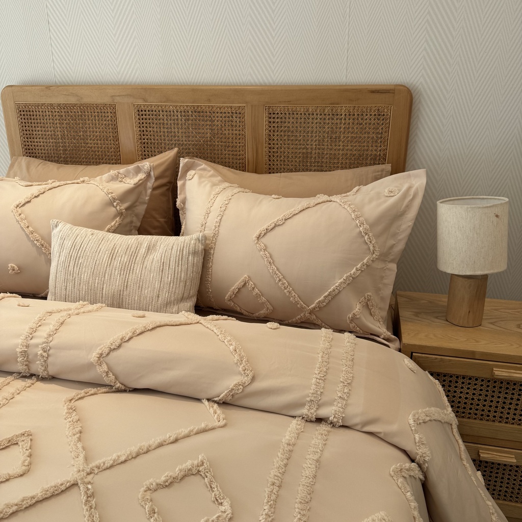 Housse de couette bbh 3 pieces beige rose