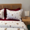 Parure de drap 6 pieces Fleuri Bordeaux 