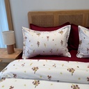 Parure de drap 6 pieces Fleuri Bordeaux 
