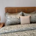 Parure de drap 6 pieces vert sauge fleurie