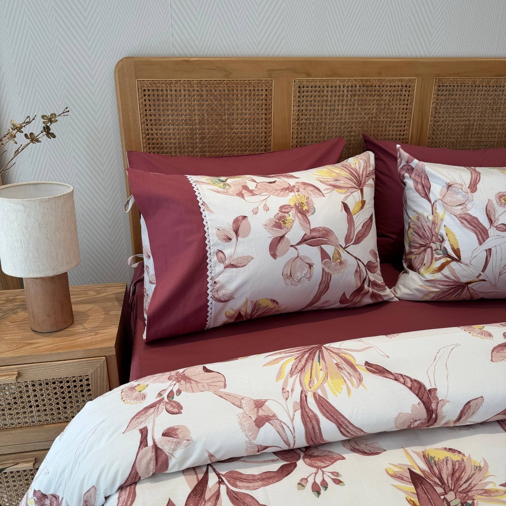 Housse de couette avec Dentelle Fleur de Bourgogne 100% Coton