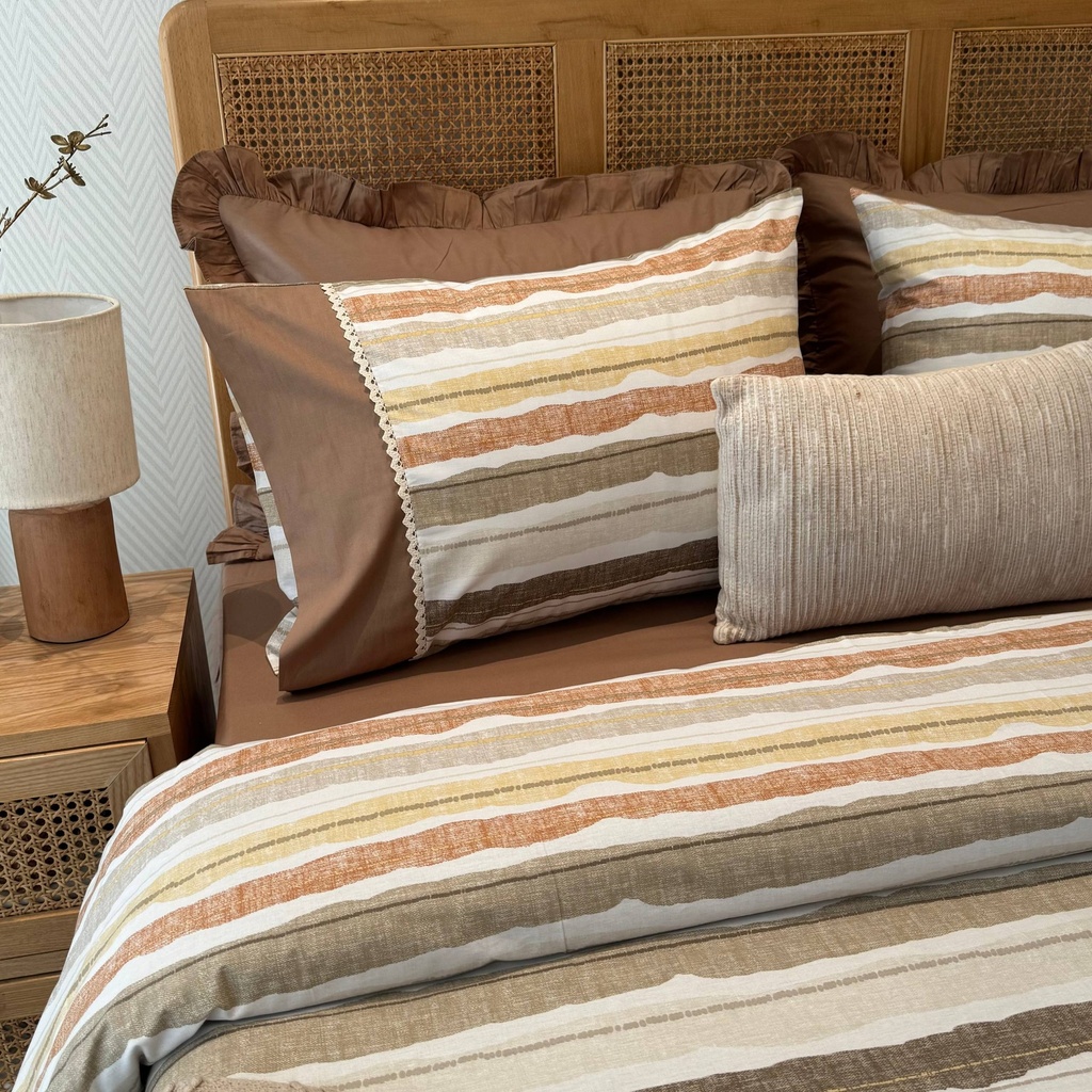 Housse de couette Dentelle Sable d'Automne 6 Pieces 100% Coton