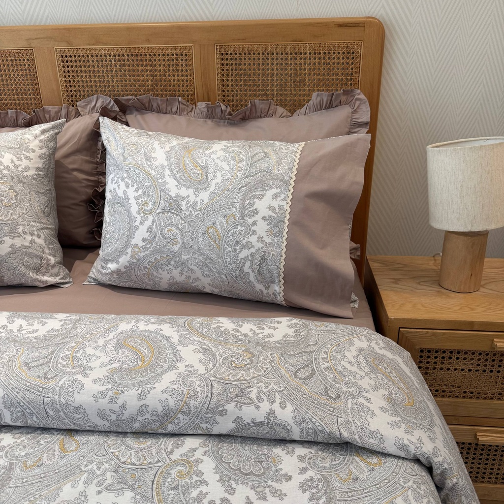 Housse de couette Dentelle Elegance Cachemire 6 Pieces 100% Coton