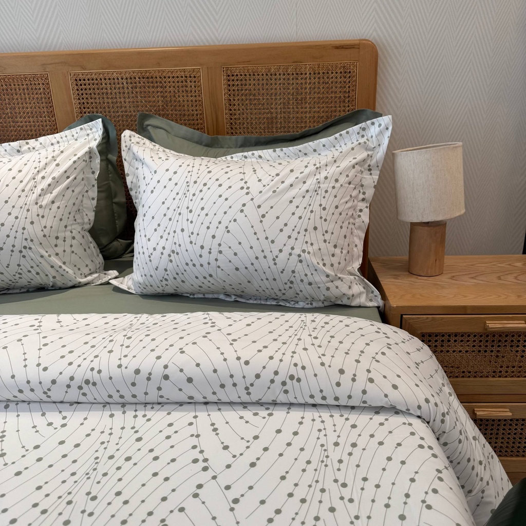 Parure de drap 6 Pieces Points Vert Liee
