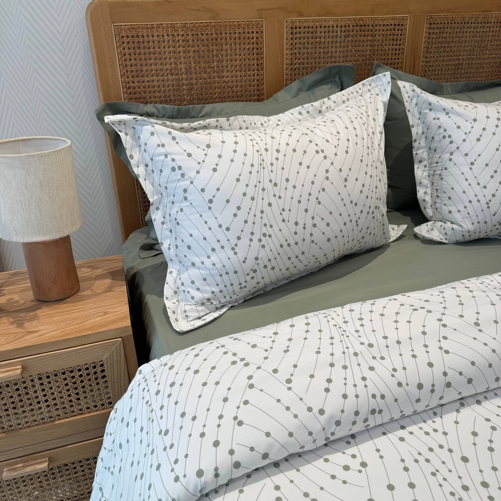 Parure de drap 6 Pieces Points Vert Liee