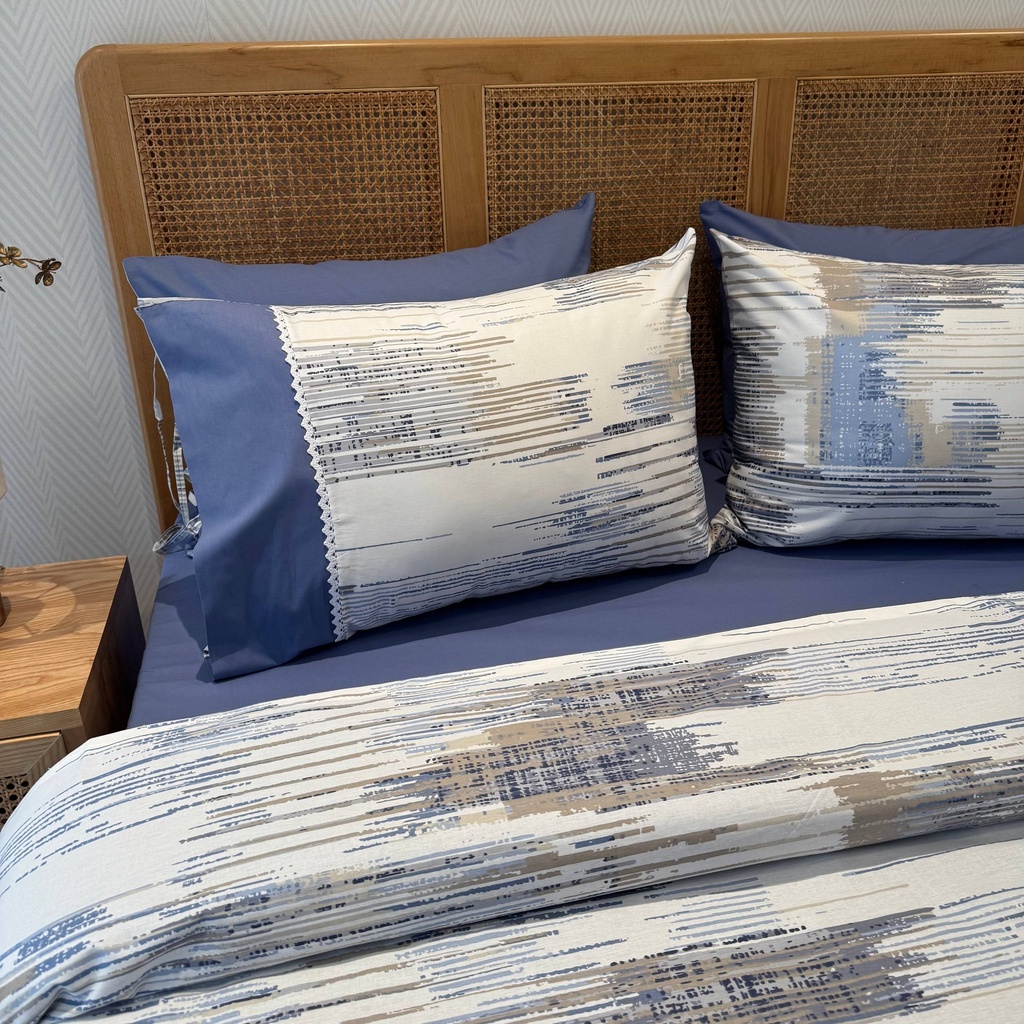 Housse de couette Dentelle Bleu Horizon 6 Pieces 100% Coton