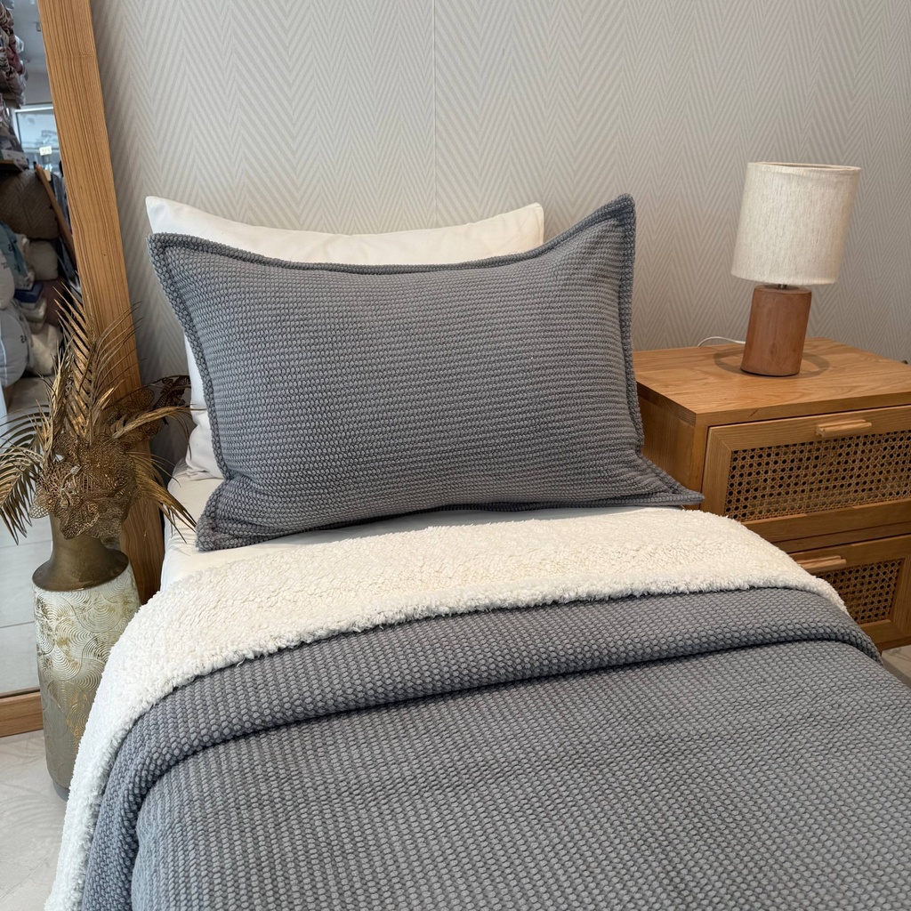 Couverture Double Face sherpa 1 Place Gris