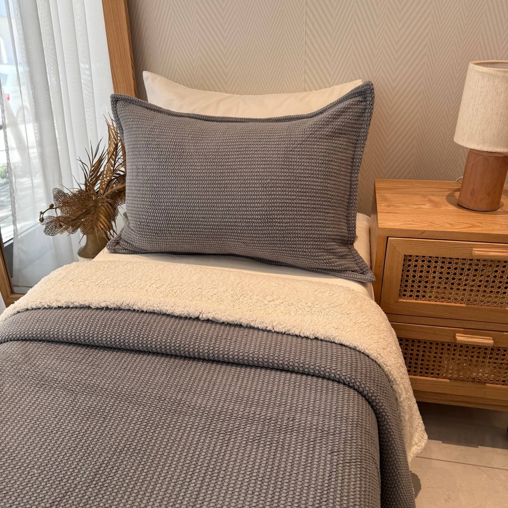 Couverture Double Face sherpa 1 Place Gris