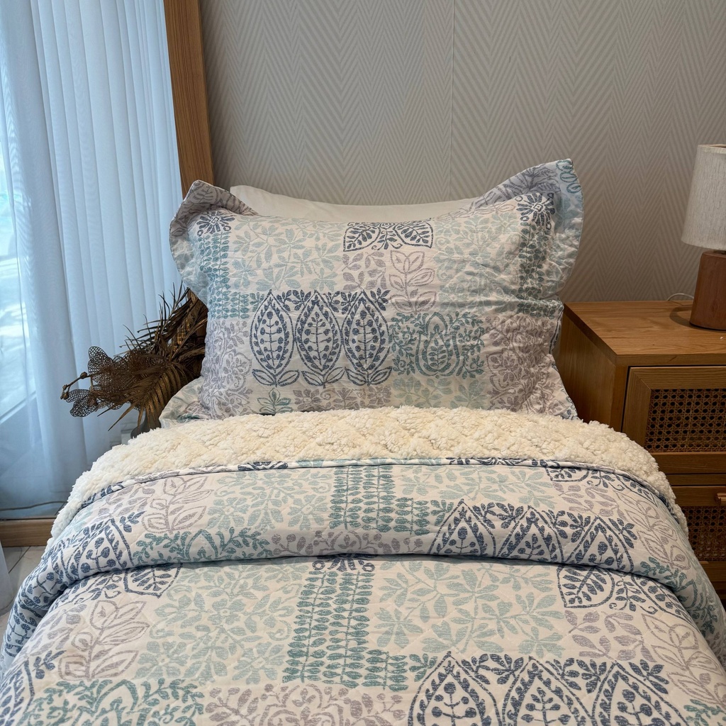 Couverture Double Face sherpa 1 Place Boheme Blue