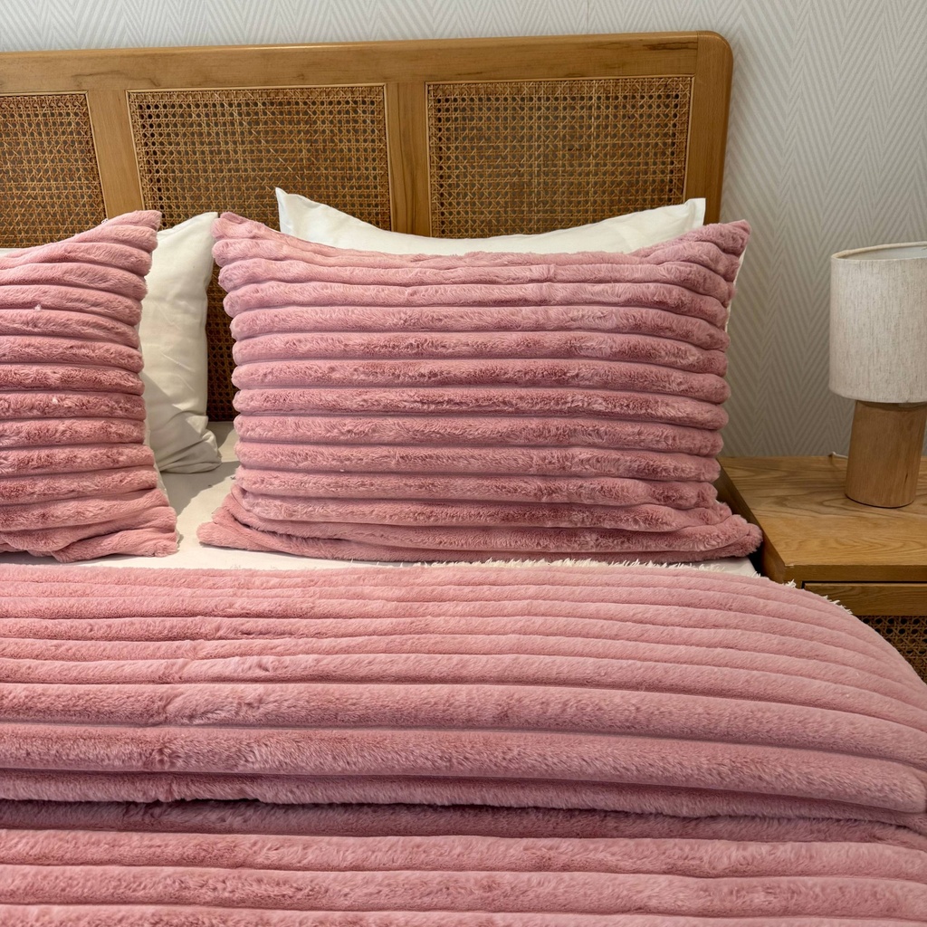 Couverture 3 Pieces Rose Velour