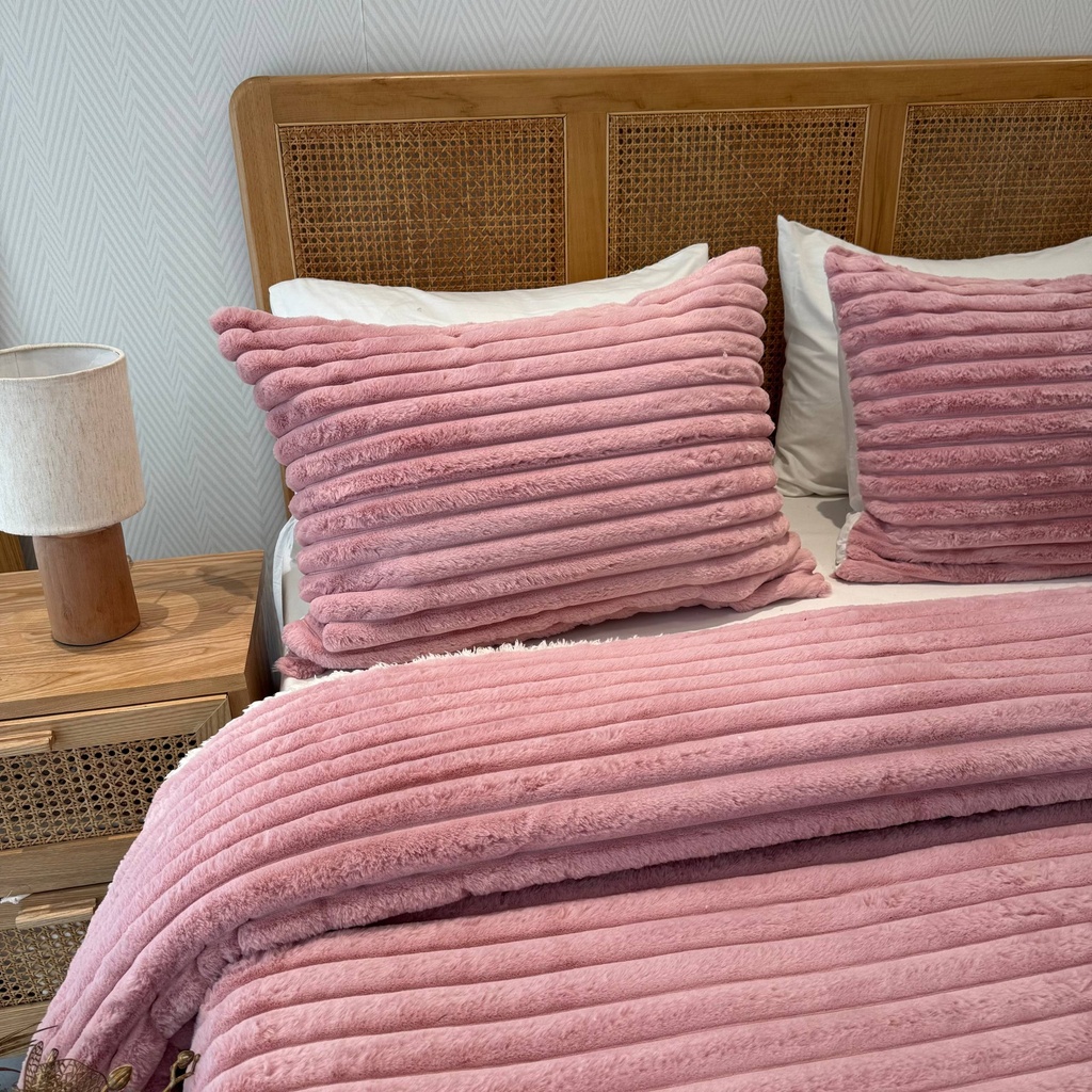 Couverture 3 Pieces Rose Velour