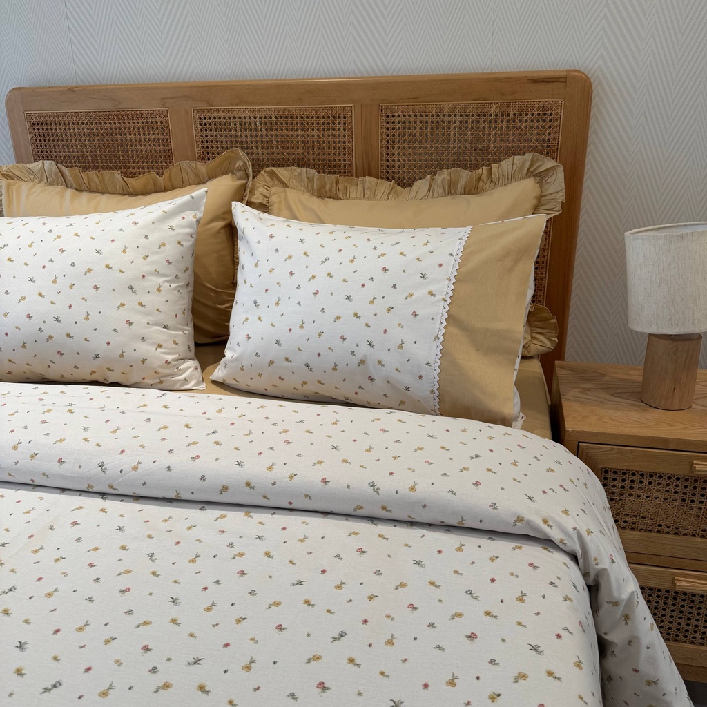 Housse de couette Dentelle 6 Pieces Douceur Sable New 100% Coton