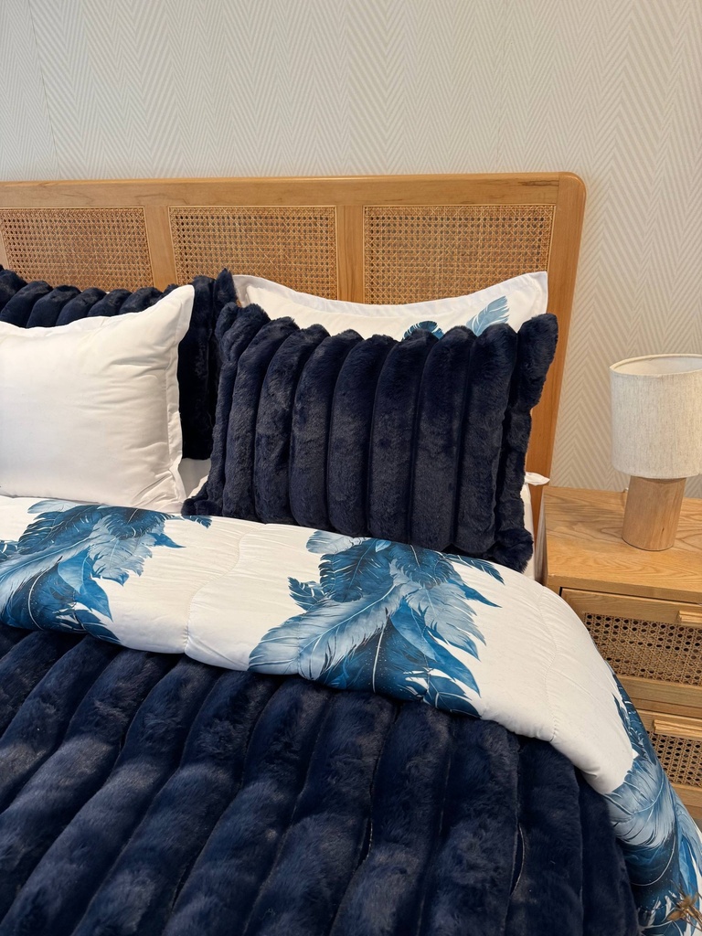 Couverture 6 Pieces velour Blue