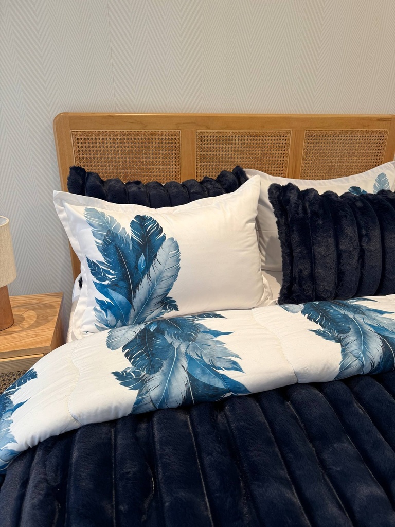 Couverture 6 Pieces velour Blue