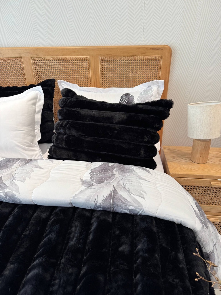 Couverture 6 Pieces velour Noir