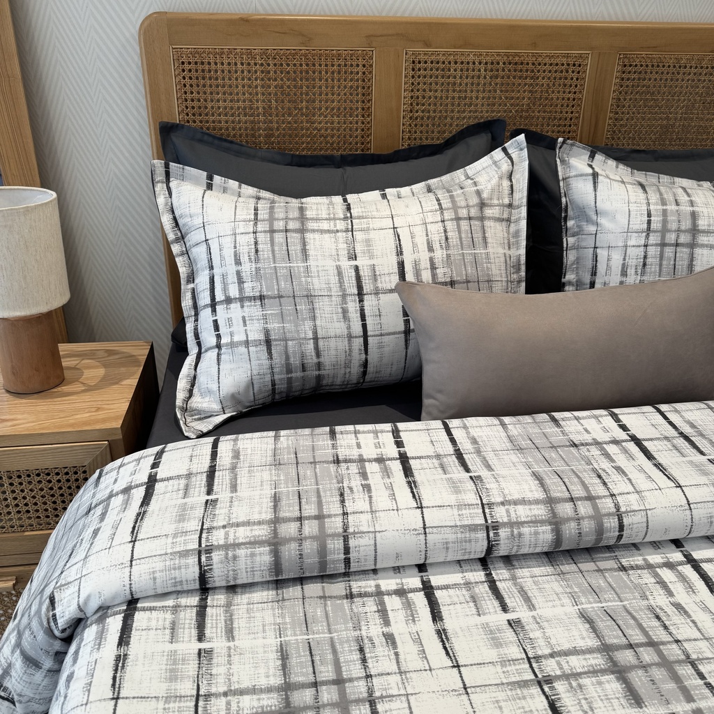 Parure de drap 6 Pieces New a carreaux Gris
