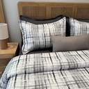 Parure de drap 6 Pieces New a carreaux Gris