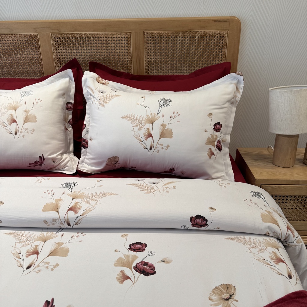 Housse de couette 6 Pieces Fleurs Bordeaux New