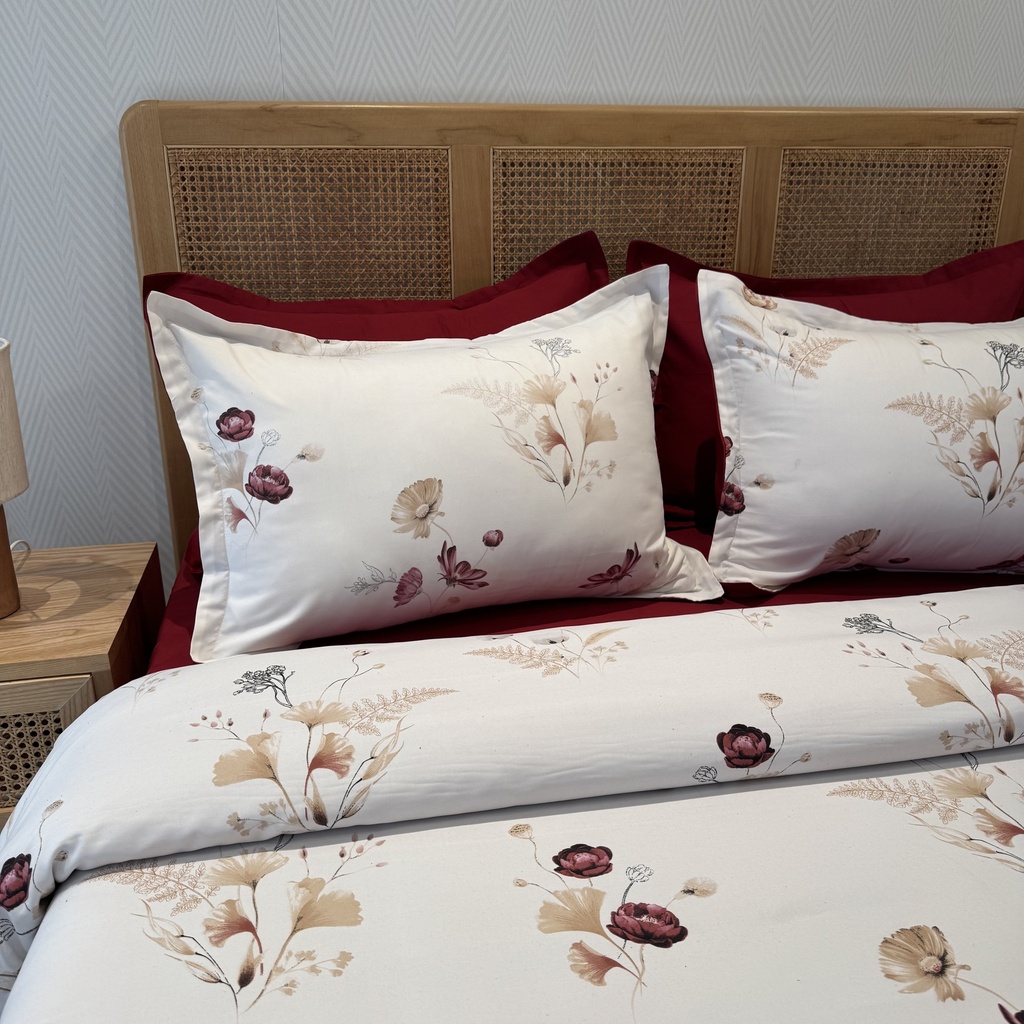 Housse de couette 6 Pieces Fleurs Bordeaux New