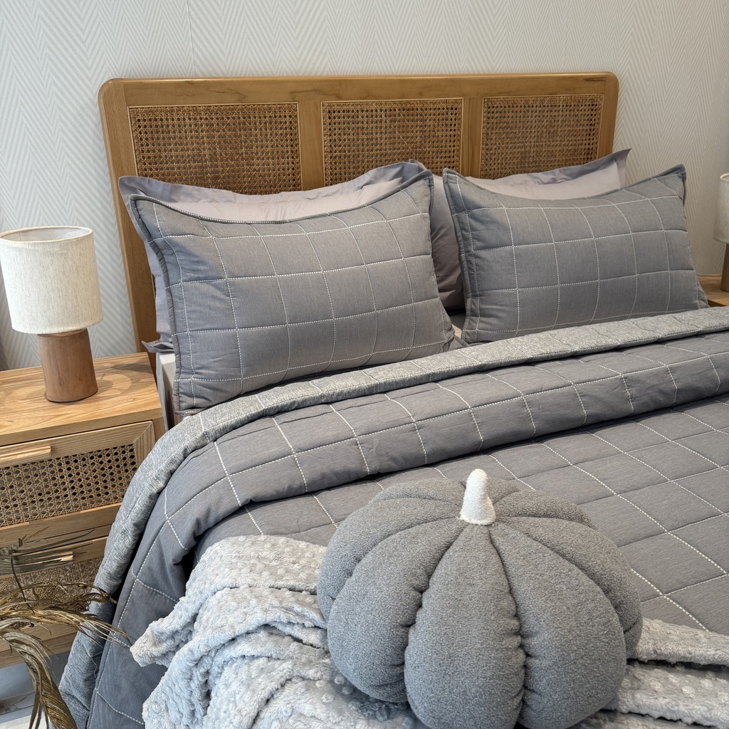 Couvre lit Monterol 3 Pieces Gris
