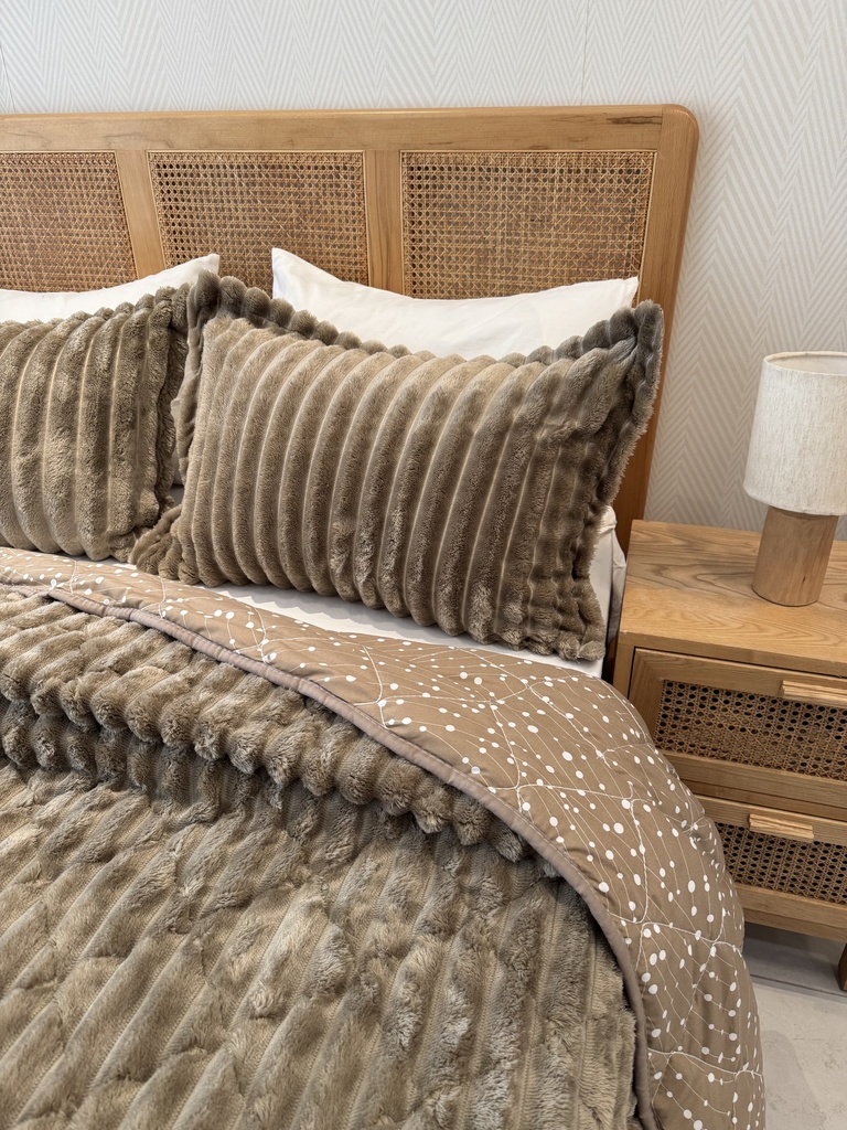 Couverture 3 Pieces Double face imprime BBH Marron