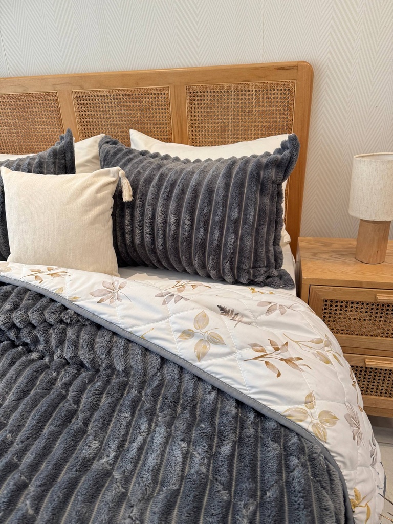 Couverture 3 pieces double face imprimée bbh gris