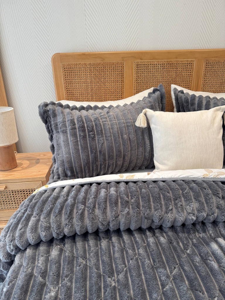 Couverture 3 pieces double face imprimée bbh gris