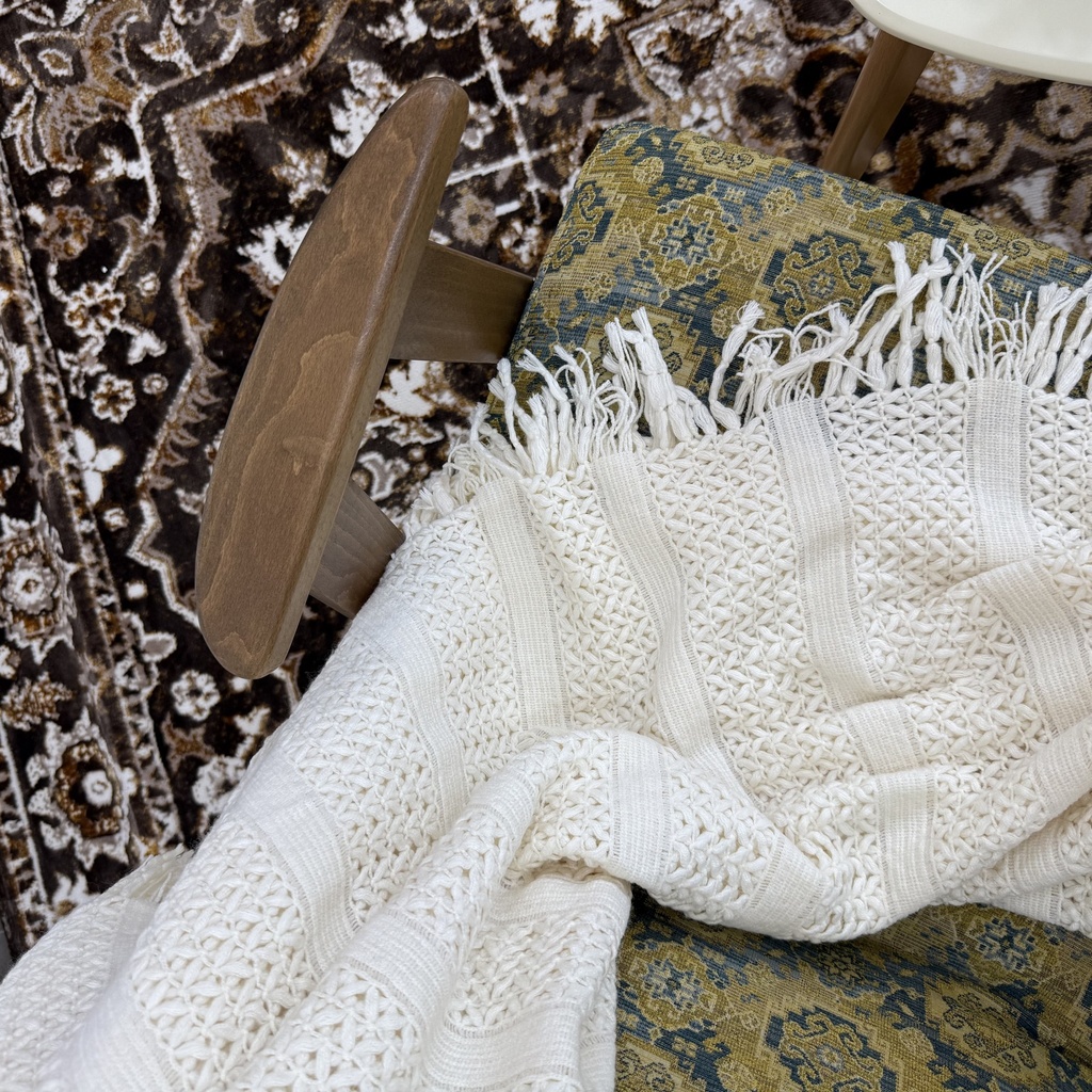 Plaid crochet blanc