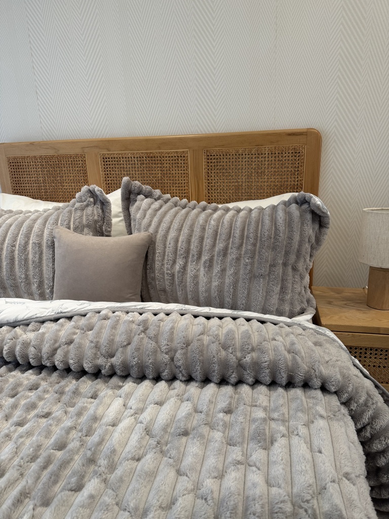 Couverture 3 Pieces Double face Imprimer gris Motif 2  