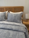 Couvre lit manterol 3 pièces  Géométrique Tissé – Bleu Gris & Blanc