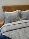Couvre lit manterol 3 pièces  Géométrique Tissé – Bleu Gris & Blanc