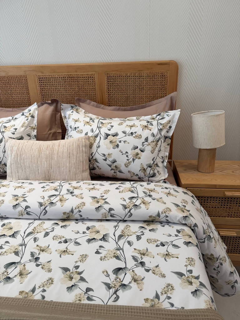 Housse de couette 6 Floral Élégance – Taupe
