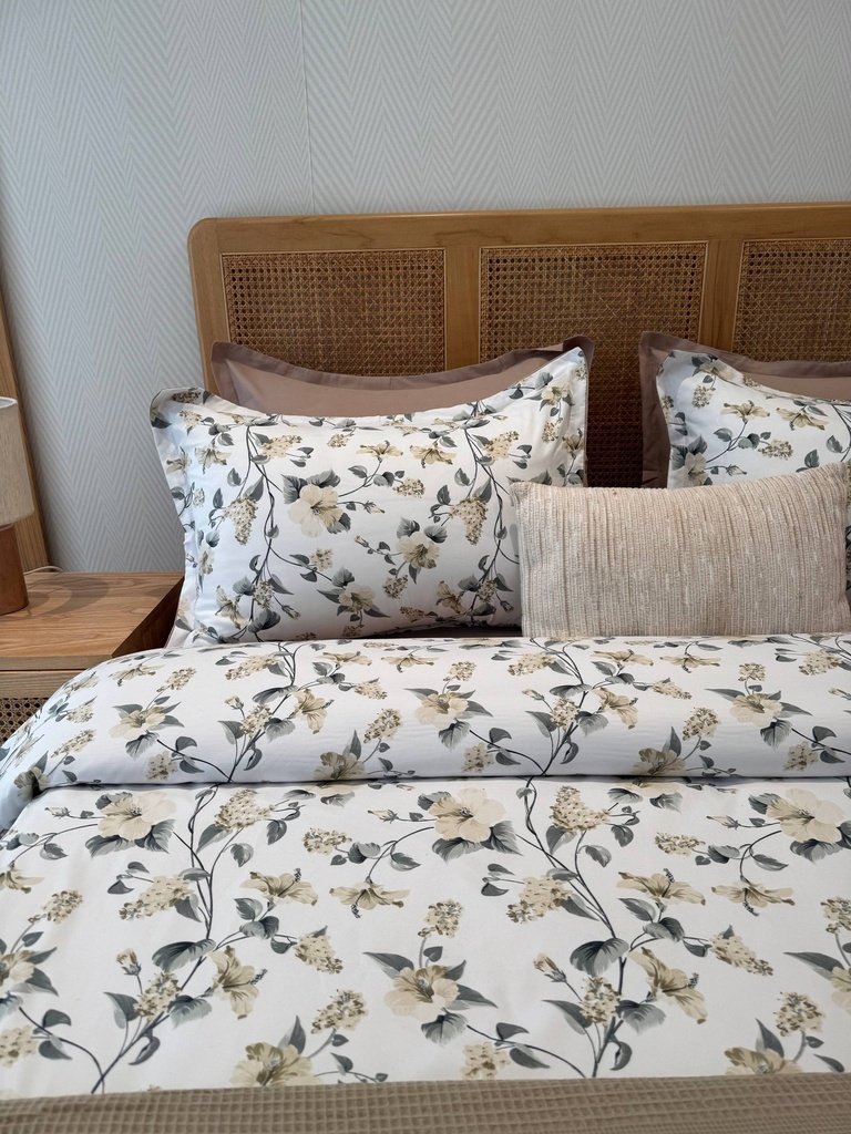 Housse de couette 6 Floral Élégance – Taupe