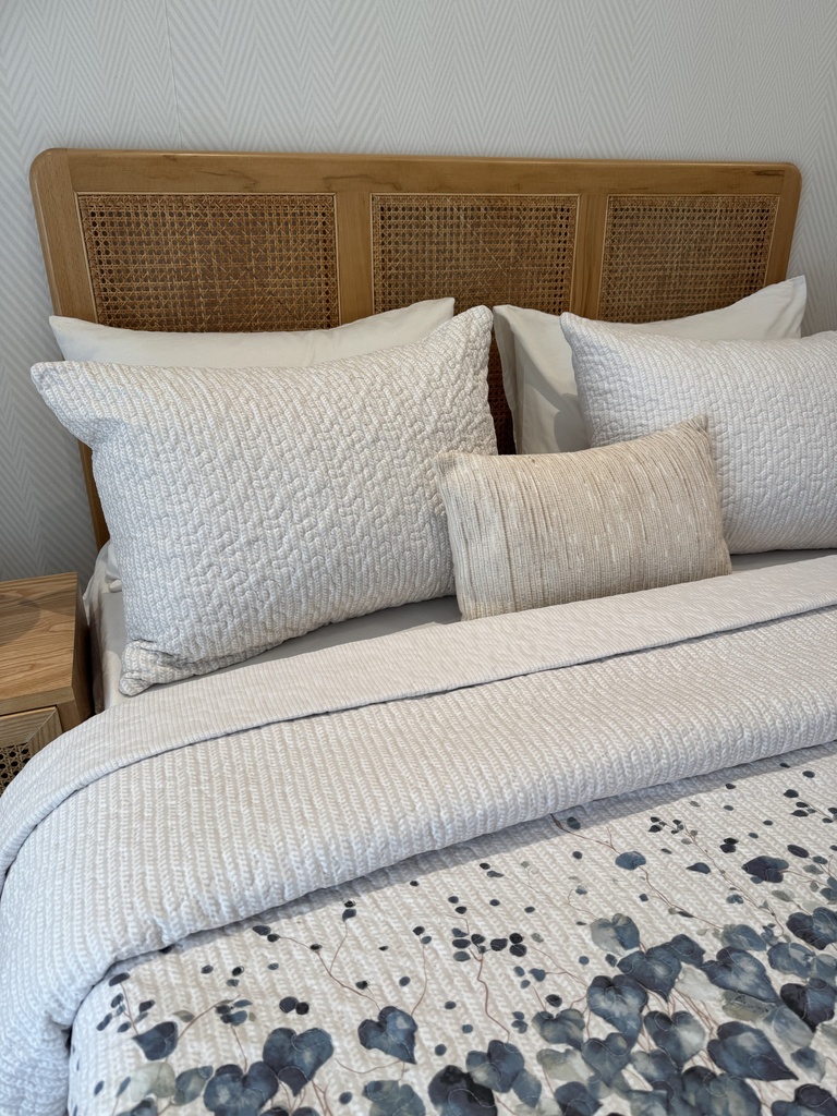 Couvre lit manterol 3 pièces  double face Floral Dégradé – Beige & Gris Anthracite