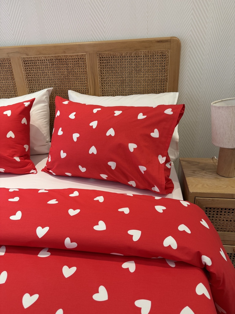 Housse de couette 6 Pieces 80% Coton Coeurs Rouge Motif 2
