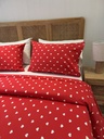 Housse de couette 6 Pieces 80% Coton Coeurs Rouge Motif 3
