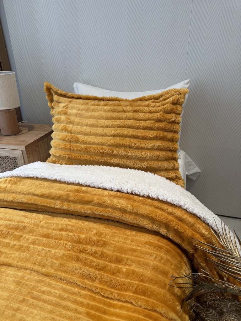 Couverture rayure une place 2 Pieces BBH Moutard