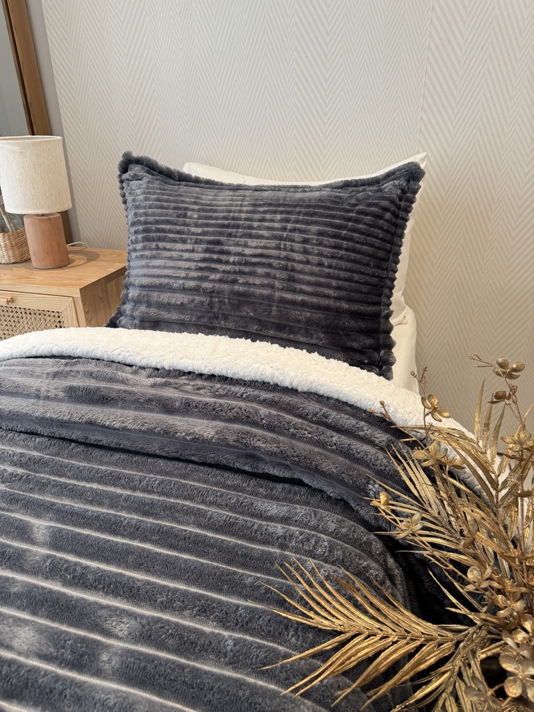 Couverture rayure une place 2 Pieces BBH Gris