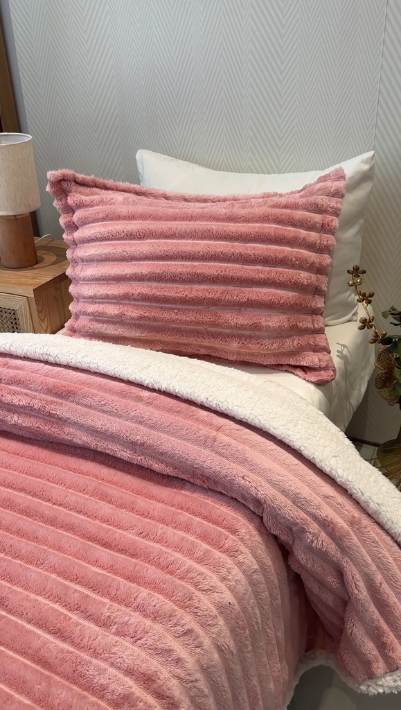 Couverture rayure une place 2 Pieces BBH Rose