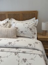 Housse de couette 6 Pieces 100% Coton Fleurs de Velours Beige