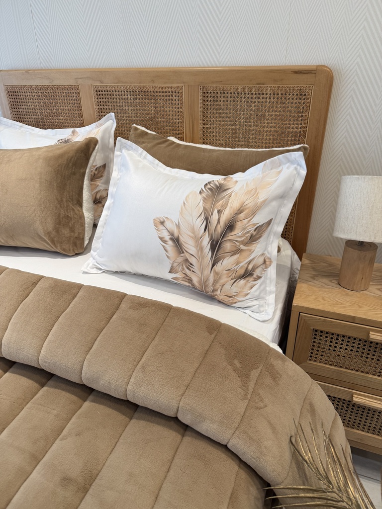 Couverture 5 Pieces double face camel