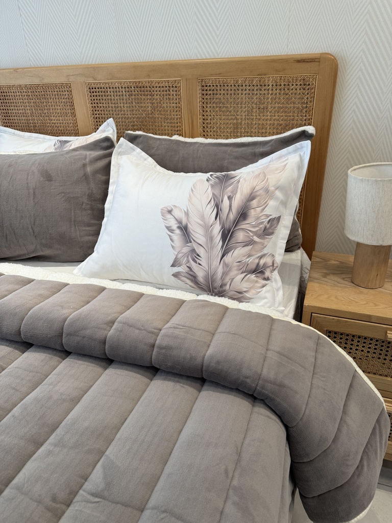 Couverture 5 Pieces double face taupe