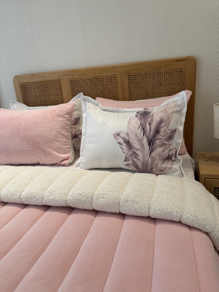 Couverture 5 Pieces double face rose poudré 