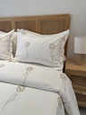 Housse de couette 6 Pieces 100% Coton Fleurs brodé Beige