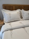 Housse de couette 6 Pieces 100% Coton Fleurs brodé Beige