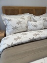 Couvre lit 4 Pieces Fleurs de Lin Marron